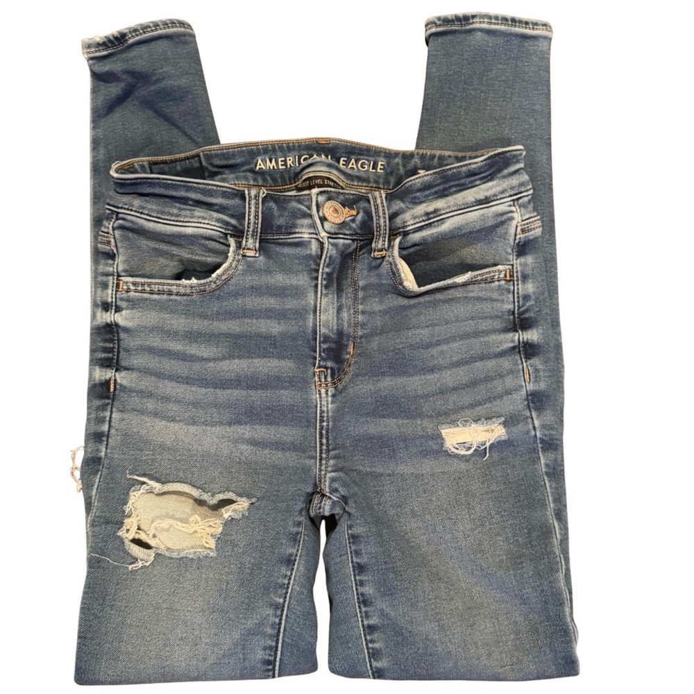 American Eagle Next Level Ripped High Waisted Jegging 2 - Picture 3 of 6